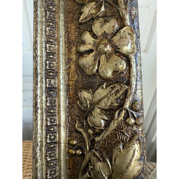 Antique Victorian Shabby Floral Gold Gesso Pair of Picture Frames - Picture 11 of 16